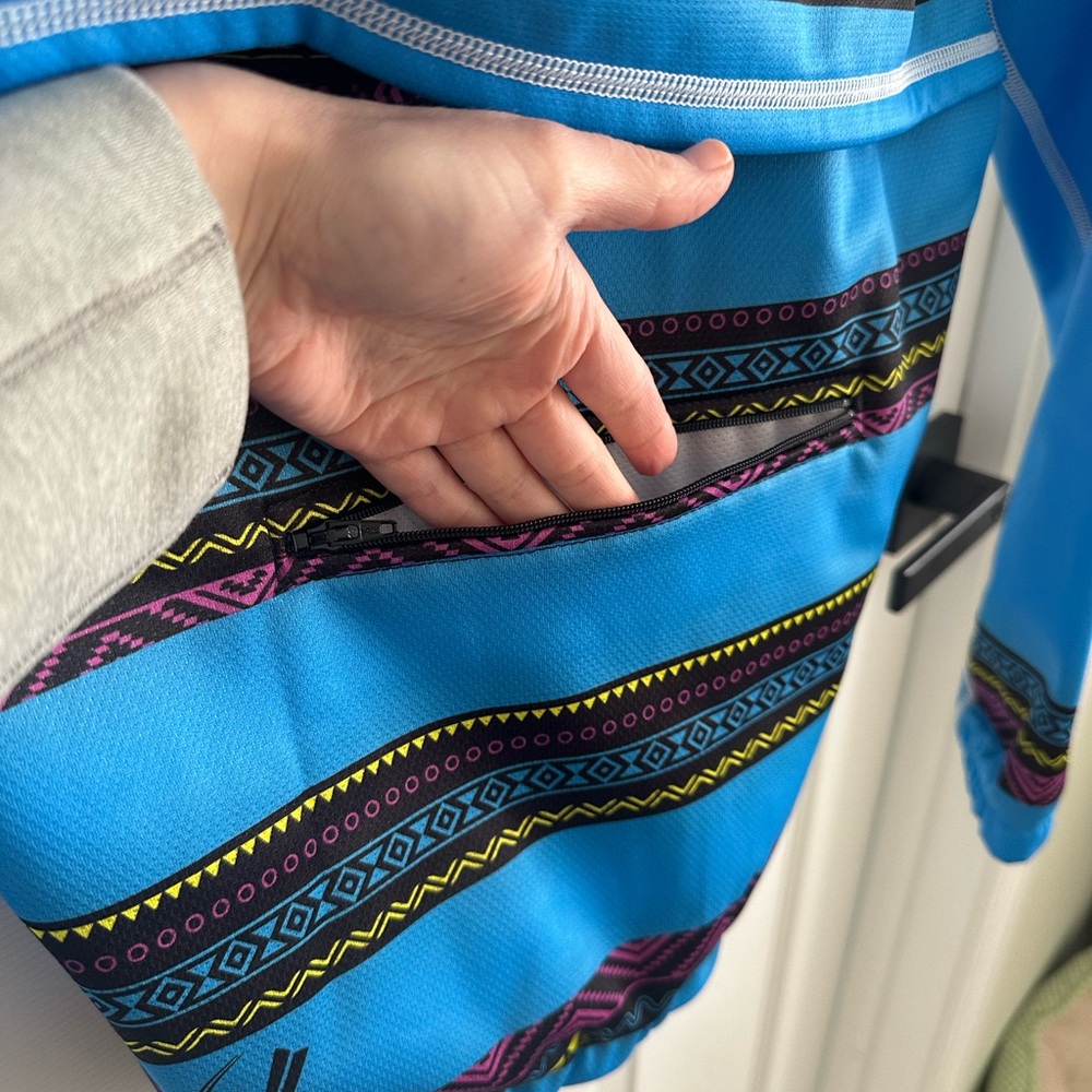 Cycling Jacket Blue Tribal Pattern - Picture 4 of 6